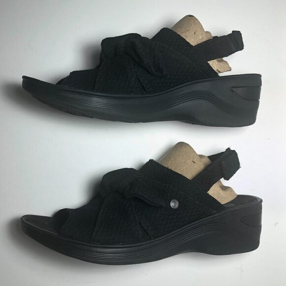 BZEES Sandal Women's Size 9 Black Slingback Open Toe Bow Detail Daisy - Picture 9 of 13